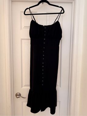 No Boundaries Black Button Front Midi Dress XL